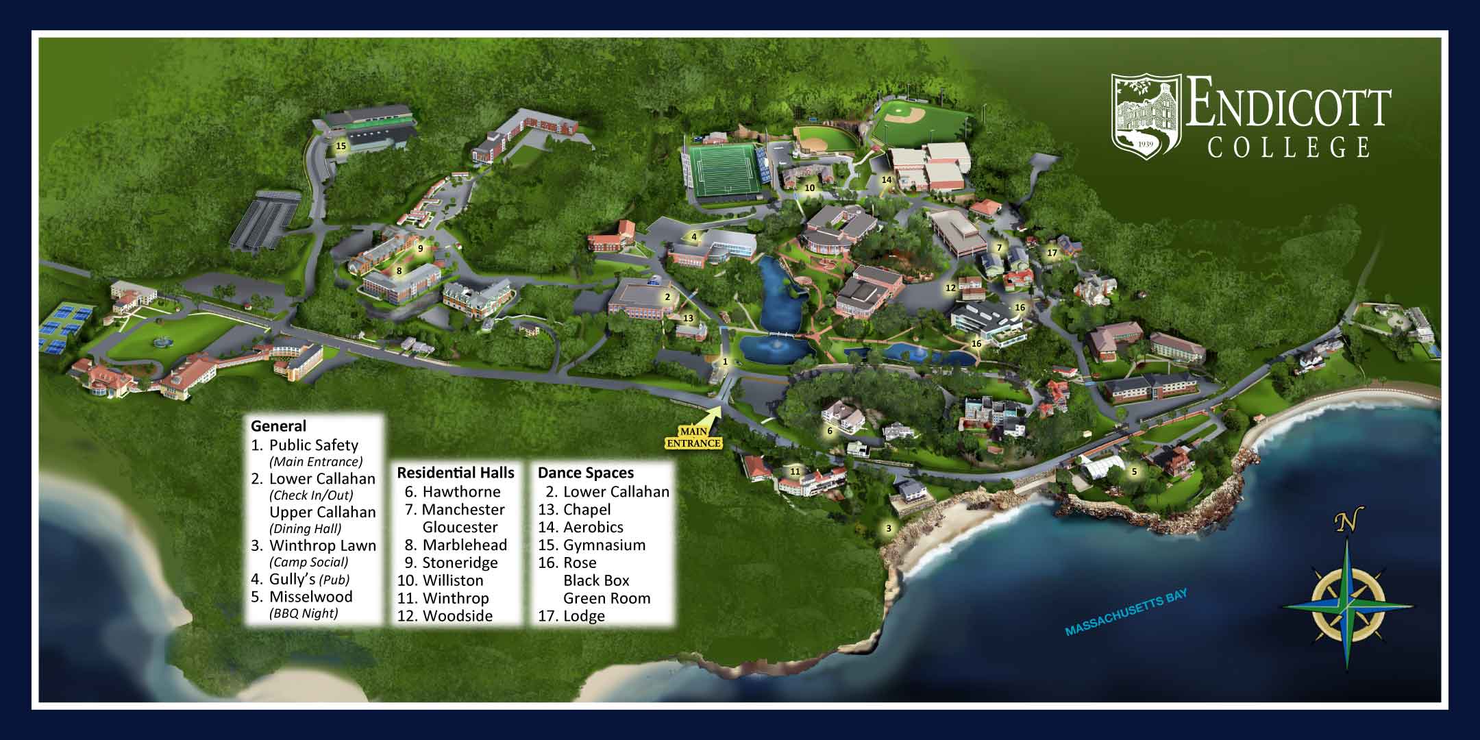 Endicott College Campus Map Map Vector