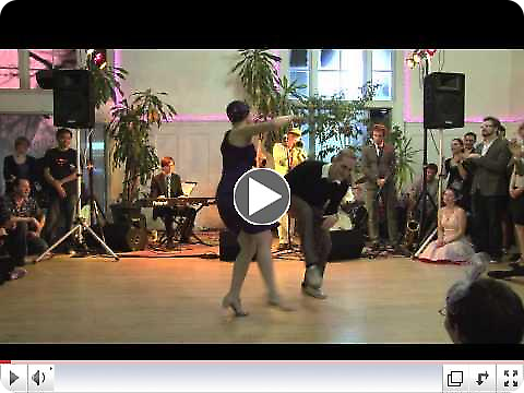 Skye Humphries and Naomi Uyama performing at Uptown Swing Dance with the Gordon Webster Band